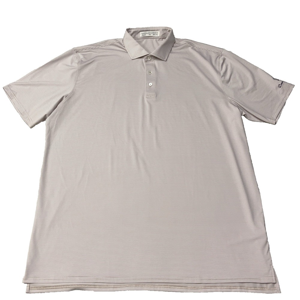 Holderness Bourne The Perkins Polo Tailored Fit‎ White Striped Golf Mens 2XL XXL